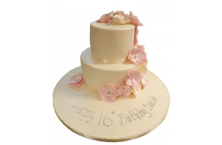 Tiered Delicate Flowers Cake